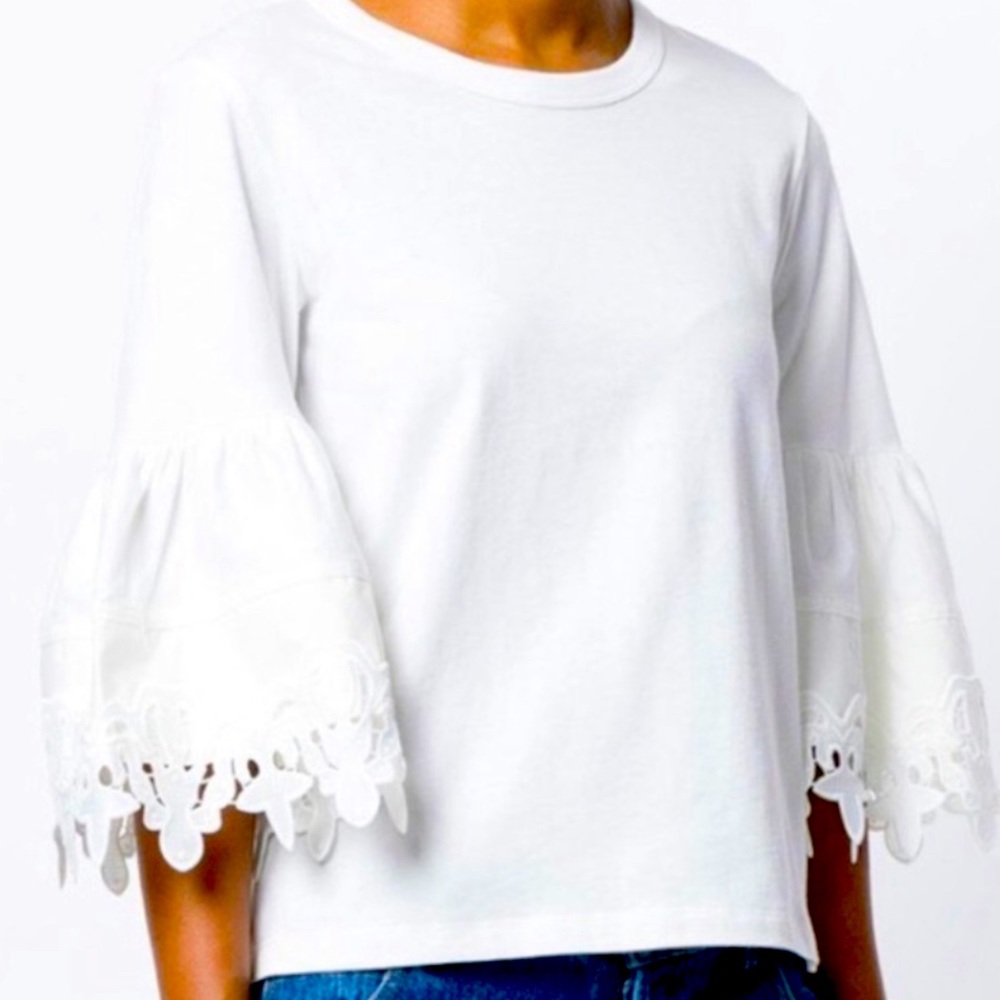 See by Chloe t-shirt with trumpet sleeves edged in lace